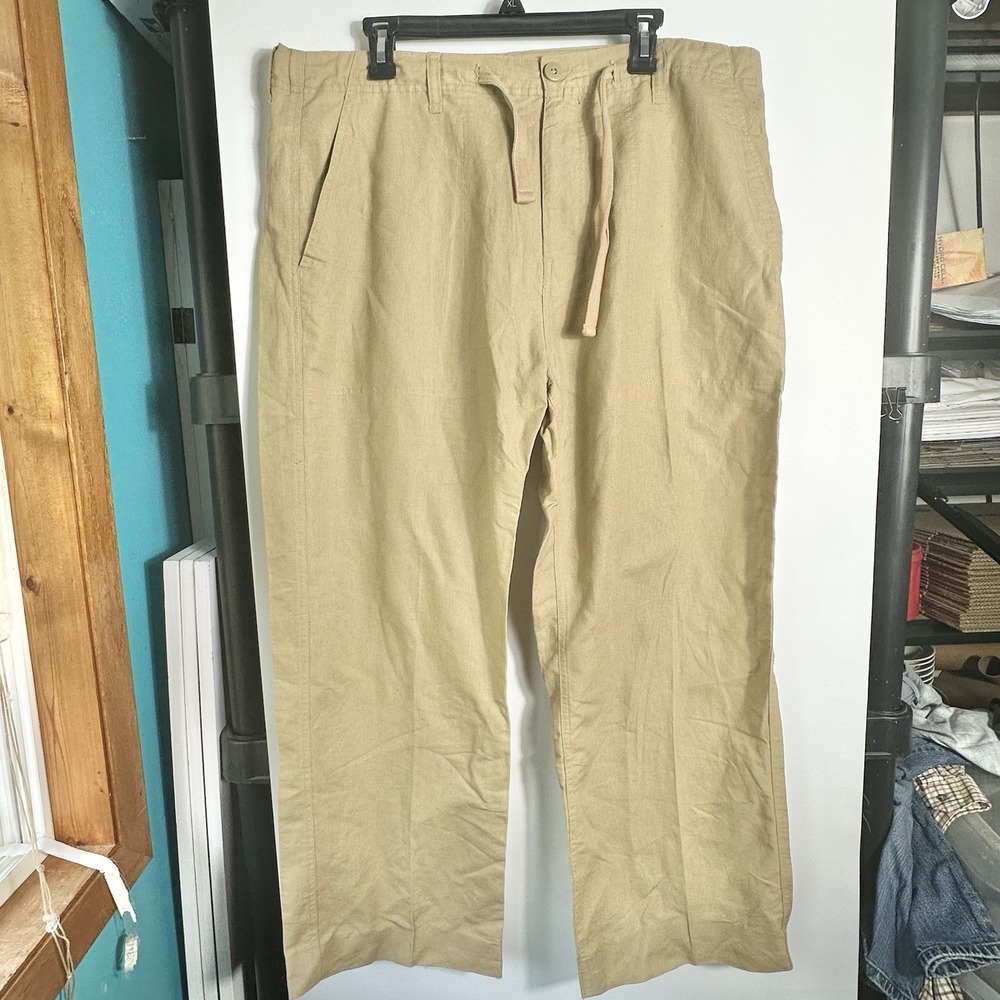 Sean John Mens Size 38 Linen Blend Pants Tan Casual New Without Tags